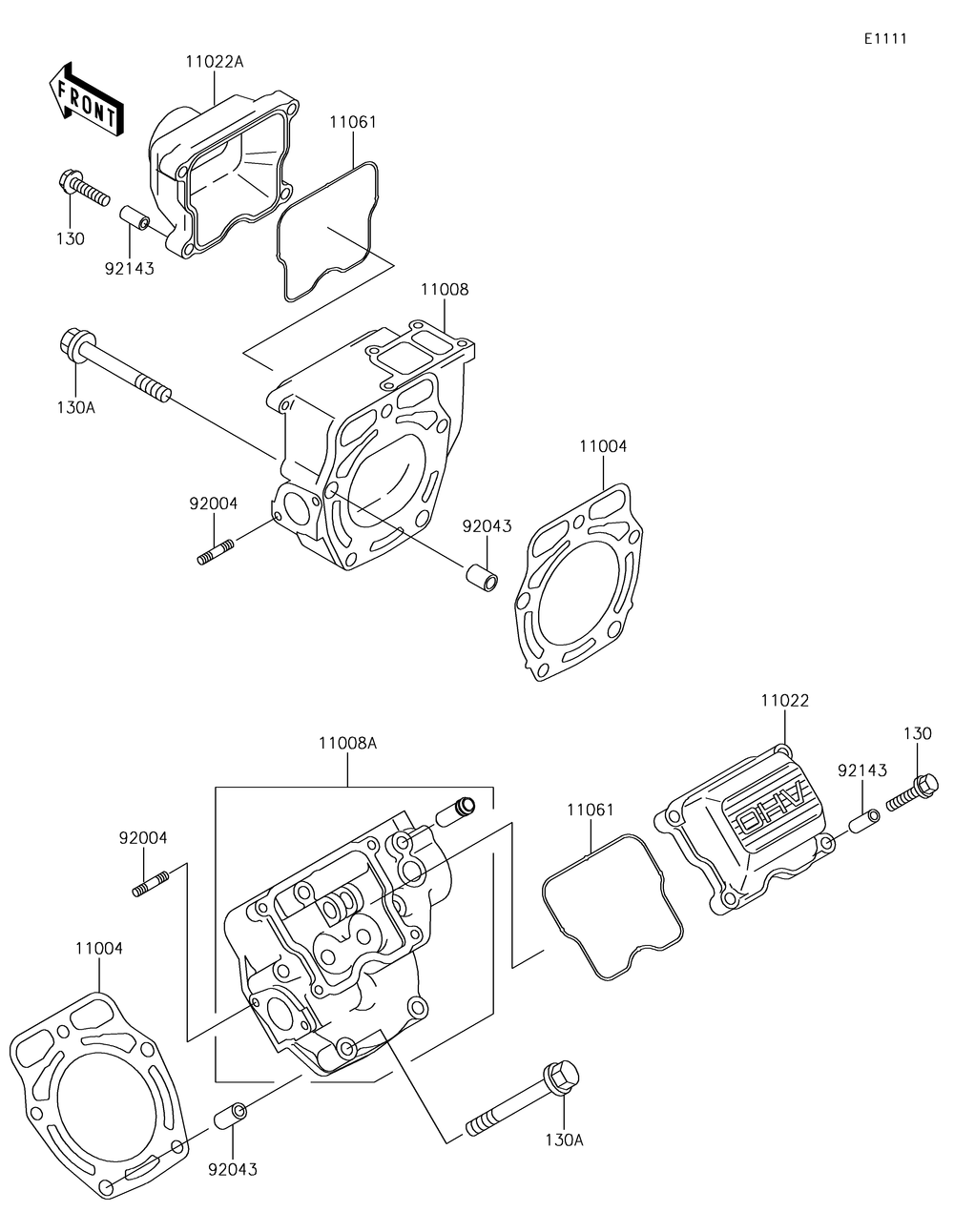Cylinder Head Diagram and Parts List for KAF620RHF 2017 Kawasaki Lawn Tractor Accessories
