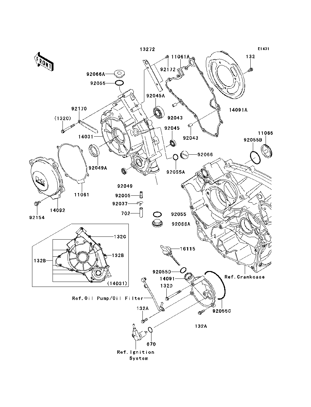 Engine Cover Diagram and Parts List for KRF750SCSA 2012 Kawasaki Lawn Tractor Accessories