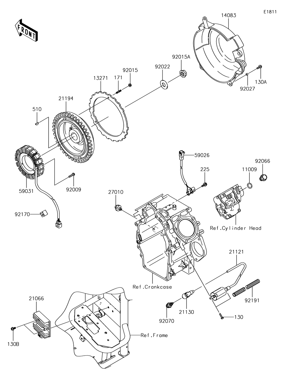 Generator/Ignition Coil Diagram and Parts List for KAF620RHF 2017 Kawasaki Lawn Tractor Accessories