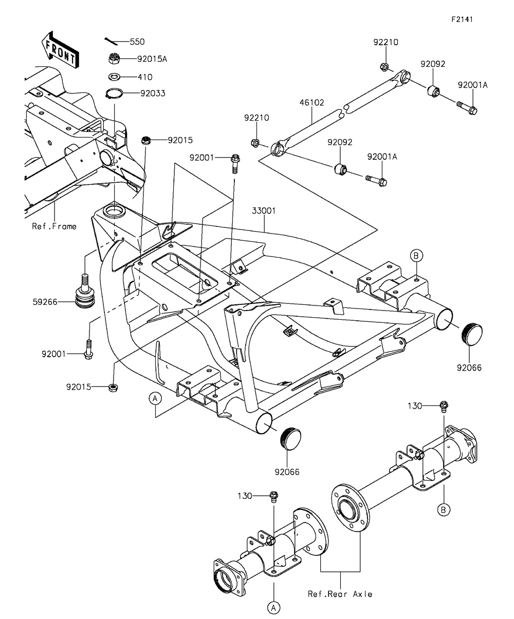 Swingarm Diagram and Parts List for KAF400EGF 2016 Kawasaki Lawn Tractor Accessories