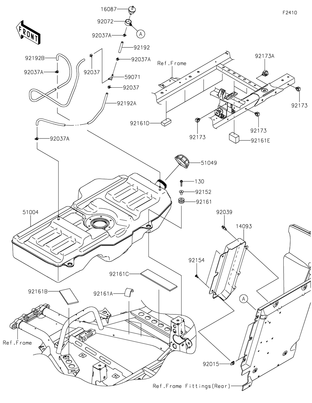 Fuel Tank 1 Diagram and Parts List for KRF1000BNFNN 2022 Kawasaki Lawn Tractor Accessories
