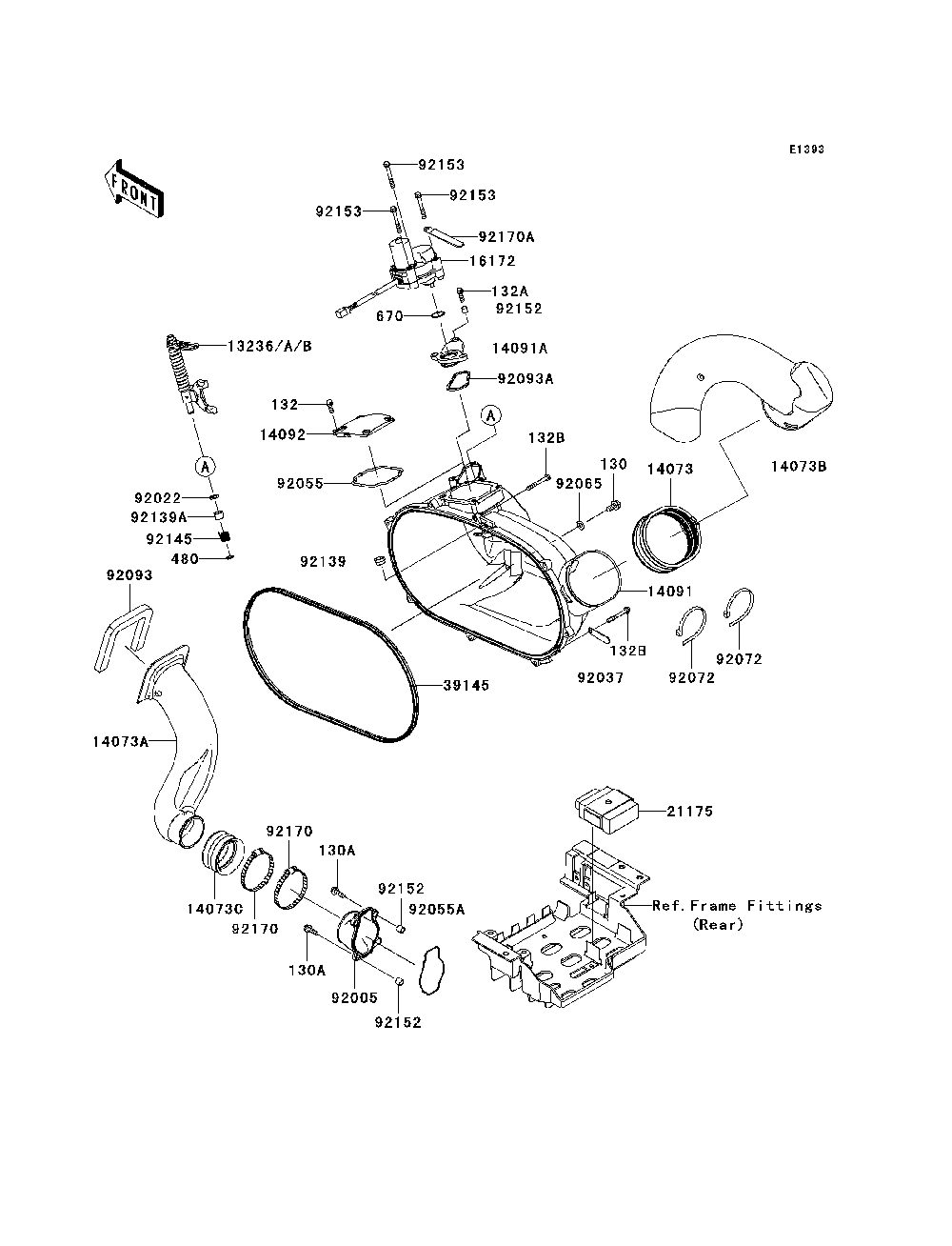 Converter Cover Diagram and Parts List for KRF750TAF 2010 Kawasaki Lawn Tractor Accessories