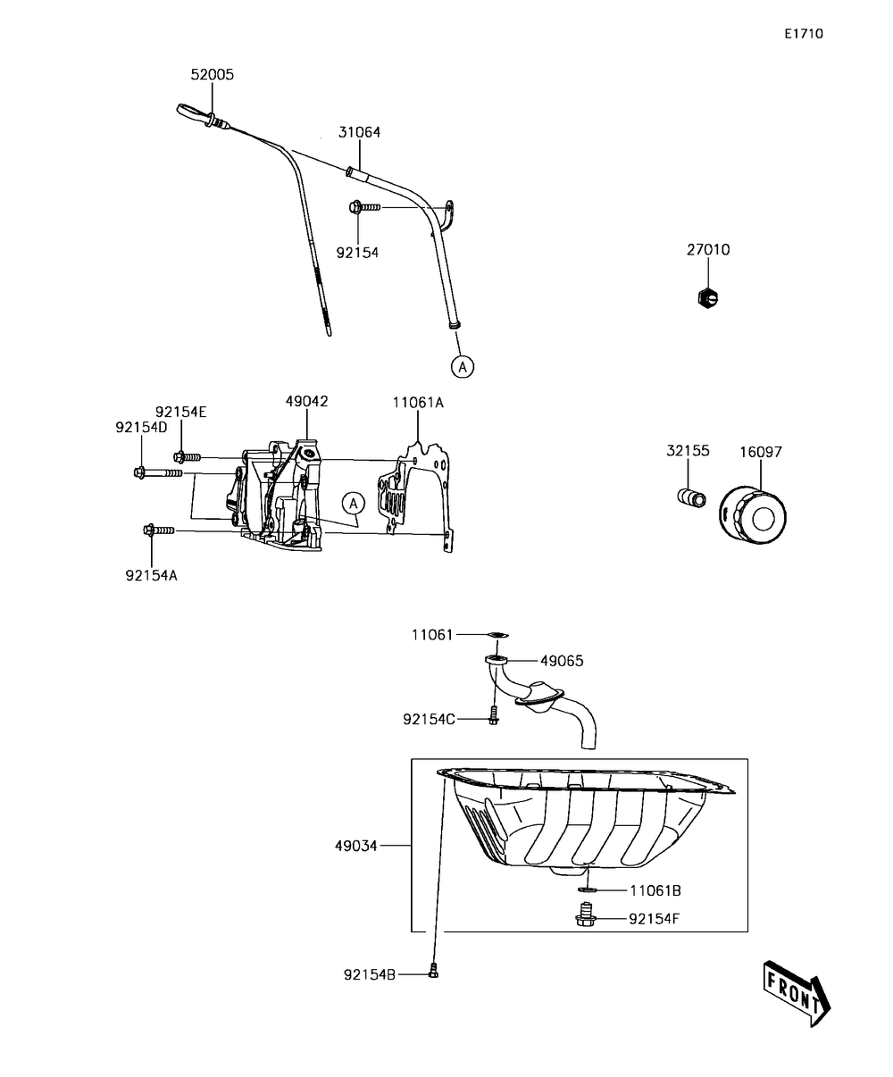 Oil Pump/Oil Filter Diagram and Parts List for KAF820AHF 2017 Kawasaki Lawn Tractor Accessories