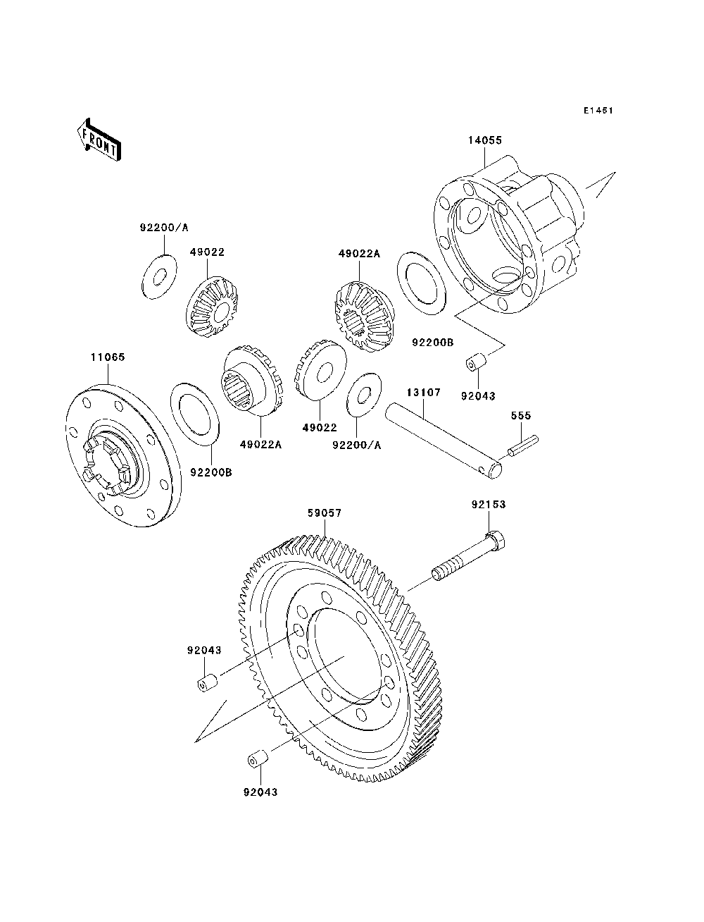 Differential Diagram and Parts List for KAF950C7F 2007 & Prior Kawasaki Lawn Tractor Accessories