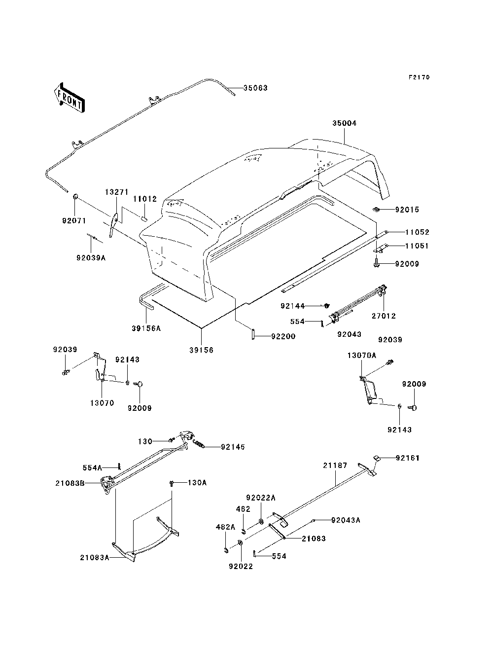 Fenders Diagram and Parts List for KAF620K7F 2007 & Prior Kawasaki Lawn Tractor Accessories