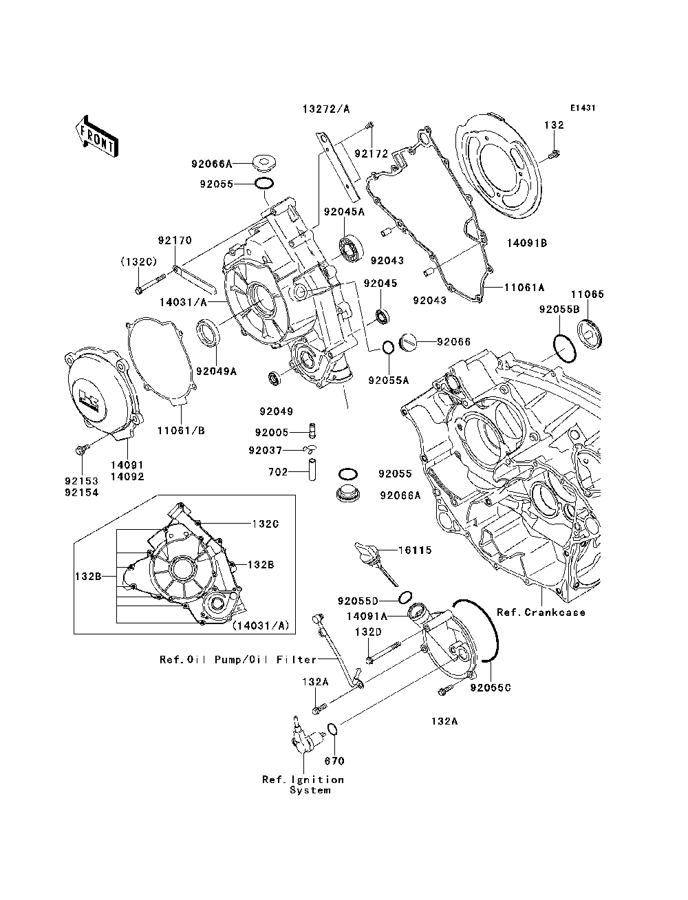 Engine Cover Diagram and Parts List for KRF750RCS 2012 Kawasaki Lawn Tractor Accessories