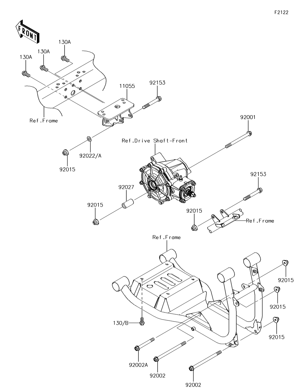 Engine Mount Diagram and Parts List for KAF620TJF 2018 Kawasaki Lawn Tractor Accessories