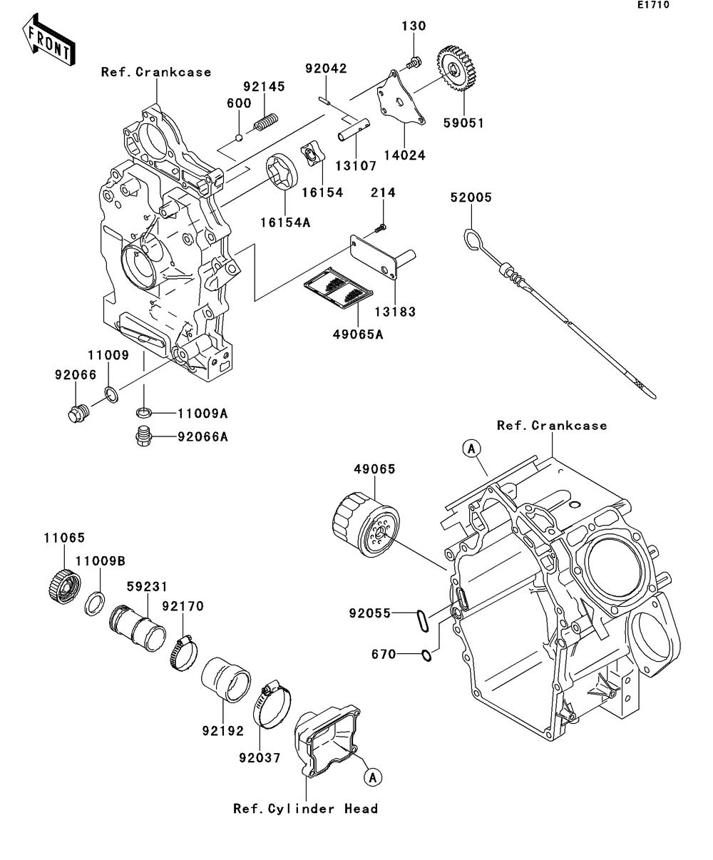 Oil Pump/Oil Filter Diagram and Parts List for KAF620RDFA 2013 Kawasaki Lawn Tractor Accessories