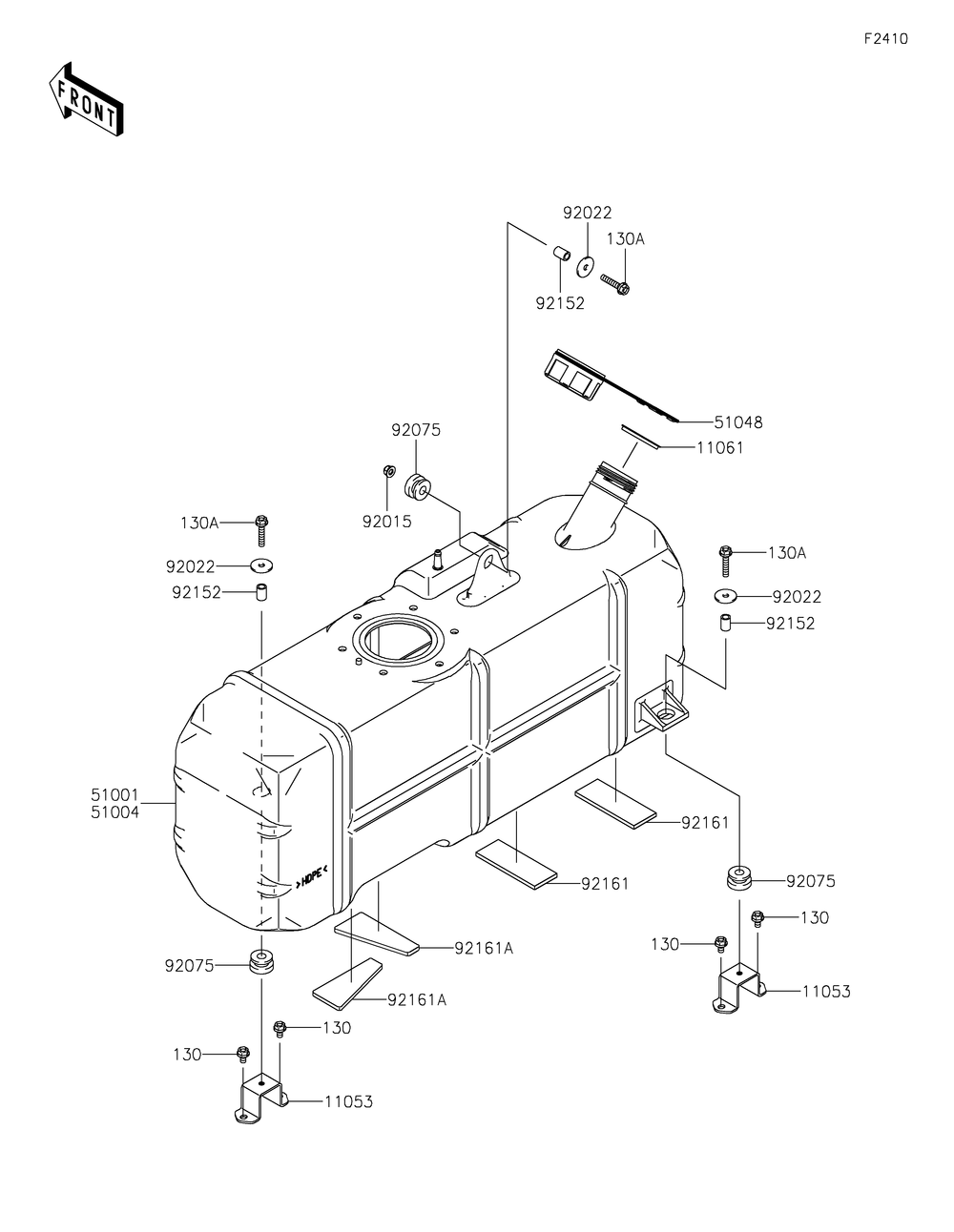 Fuel Tank Diagram and Parts List for KAF620MLF 2020 Kawasaki Lawn Tractor Accessories
