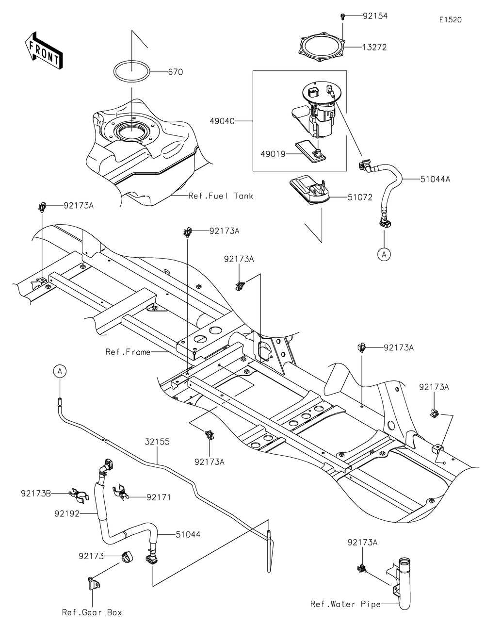 Fuel Pump Diagram and Parts List for KRT1000BPFNL 2023 Kawasaki Lawn Tractor Accessories
