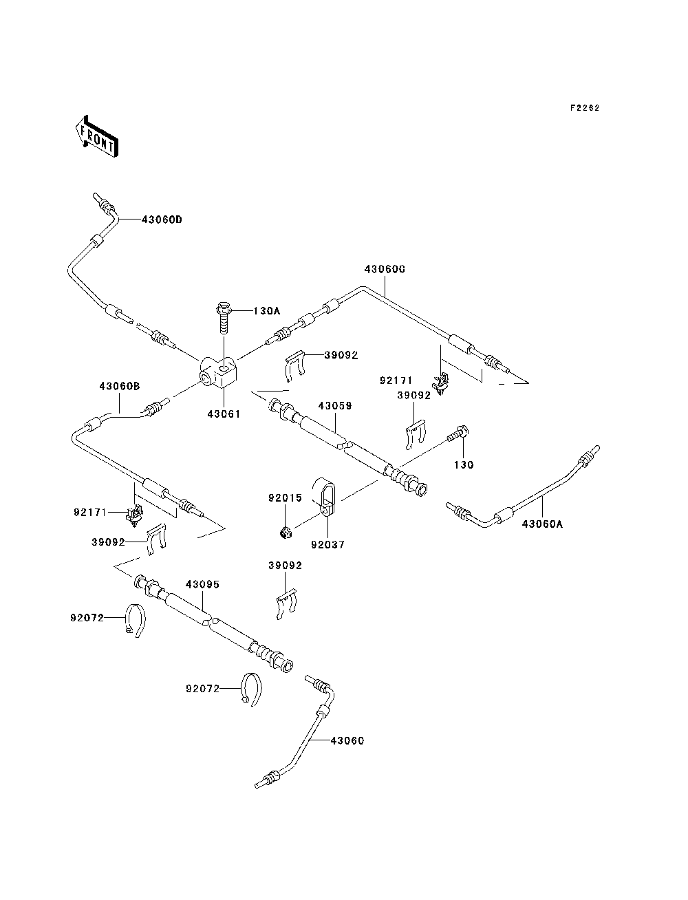 Brake Piping Diagram and Parts List for KAF950D8F 2008 Kawasaki Lawn Tractor Accessories