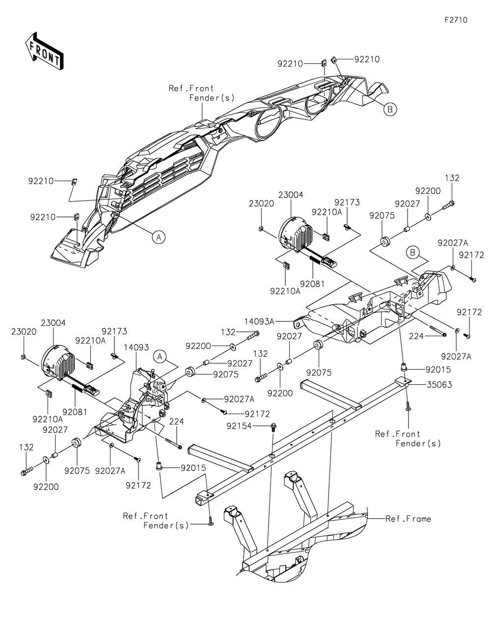 Headlight Diagram and Parts List for KRT800LPFNN 2023 Kawasaki Lawn Tractor Accessories