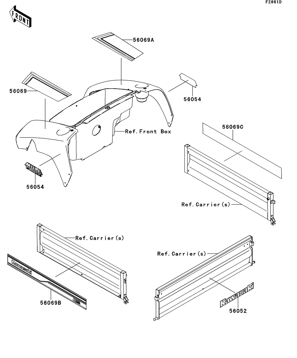 Decals(Black)(Def) Diagram and Parts List for KAF400DEF 2014 Kawasaki Lawn Tractor Accessories