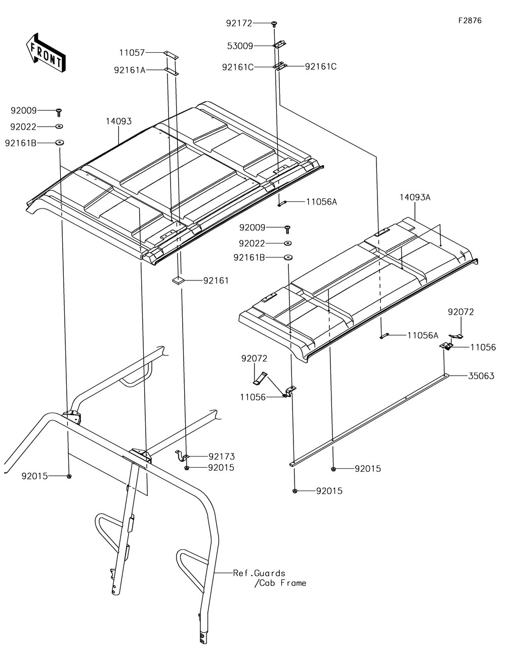 Sun Top Diagram and Parts List for KAF1000HJF 2018 Kawasaki Lawn Tractor Accessories