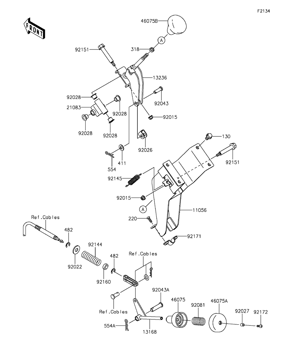 Shift Lever Diagram and Parts List for KAF400BGF 2016 Kawasaki Lawn Tractor Accessories