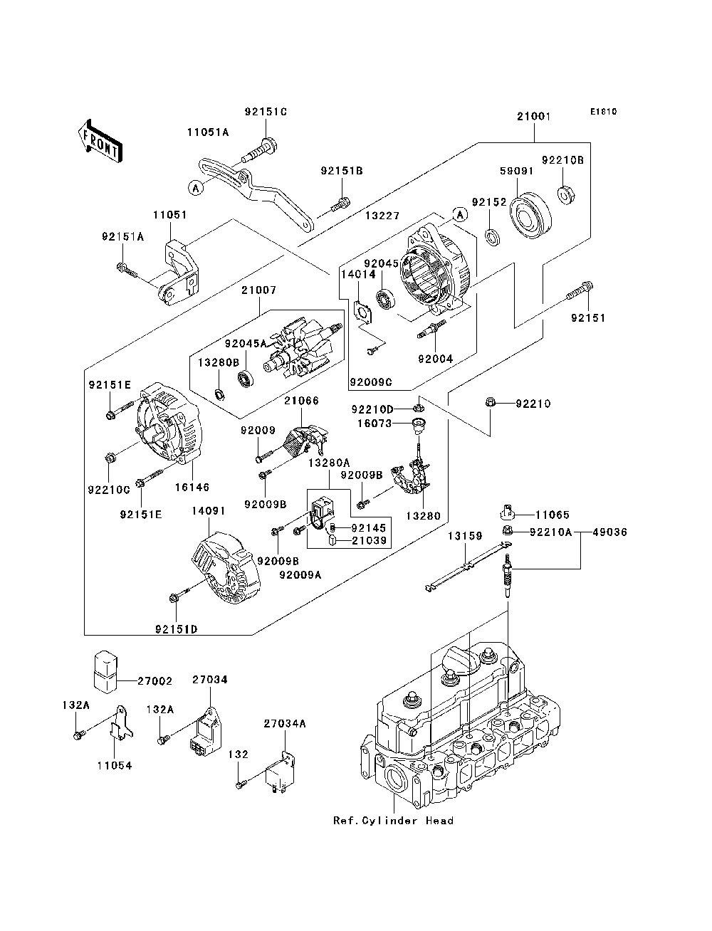 Generator Diagram and Parts List for KAF950C7F 2007 & Prior Kawasaki Lawn Tractor Accessories
