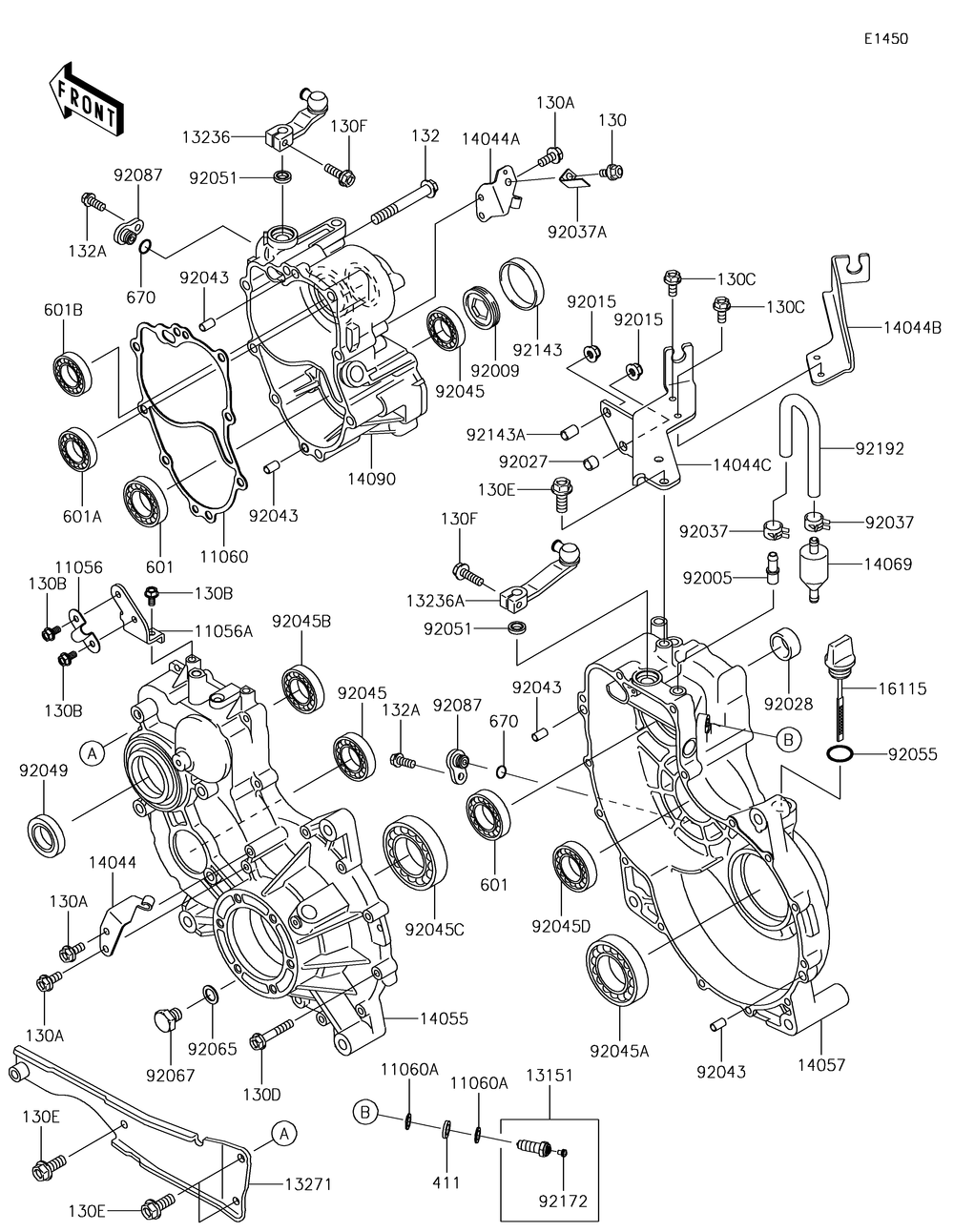 Gear Box Diagram and Parts List for KAF620XJF 2018 Kawasaki Lawn Tractor Accessories