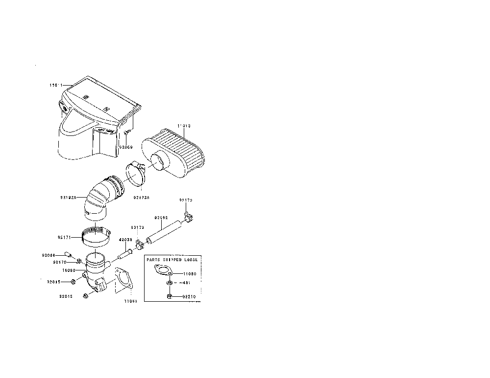 Air-filter/muffler Diagram and Parts List for FR691V-AS07  Kawasaki Engine