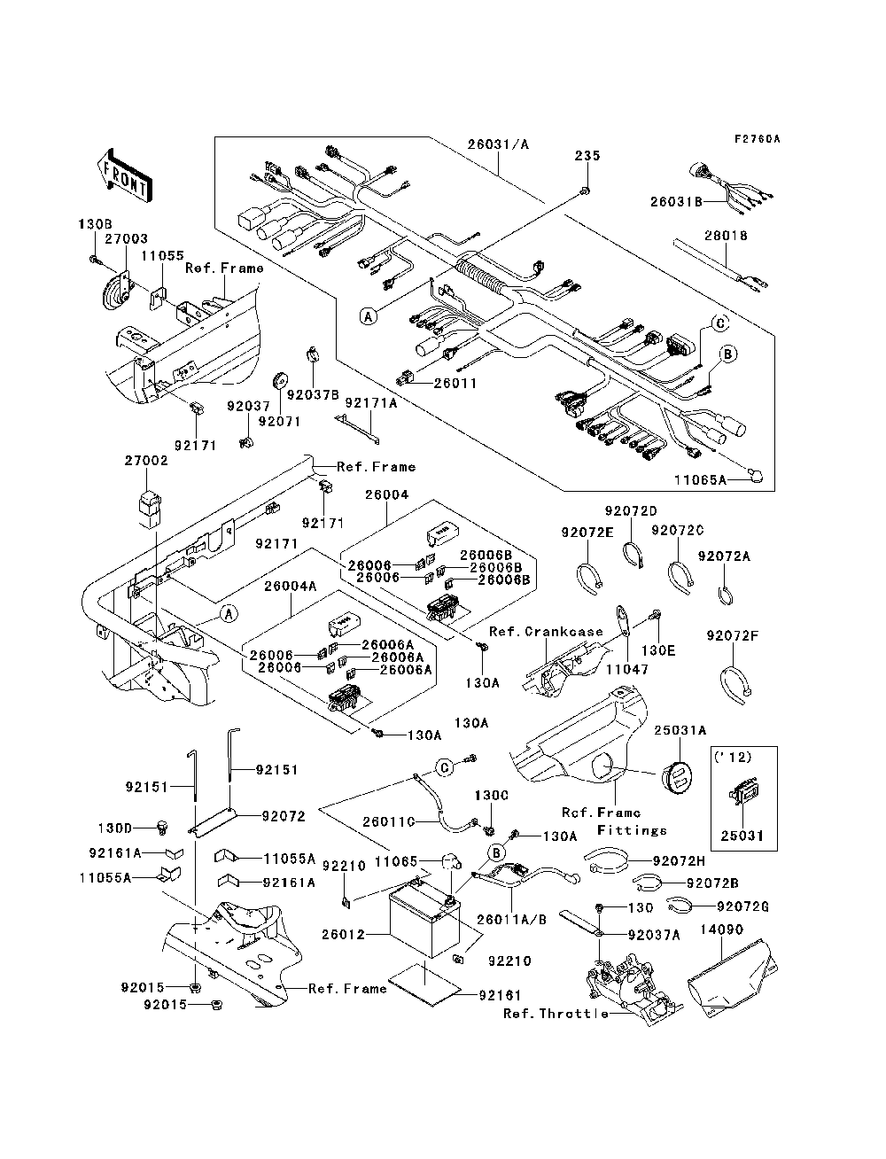 Chassis Electrical Equipment Diagram and Parts List for KAF620PDF 2013 Kawasaki Lawn Tractor Accessories