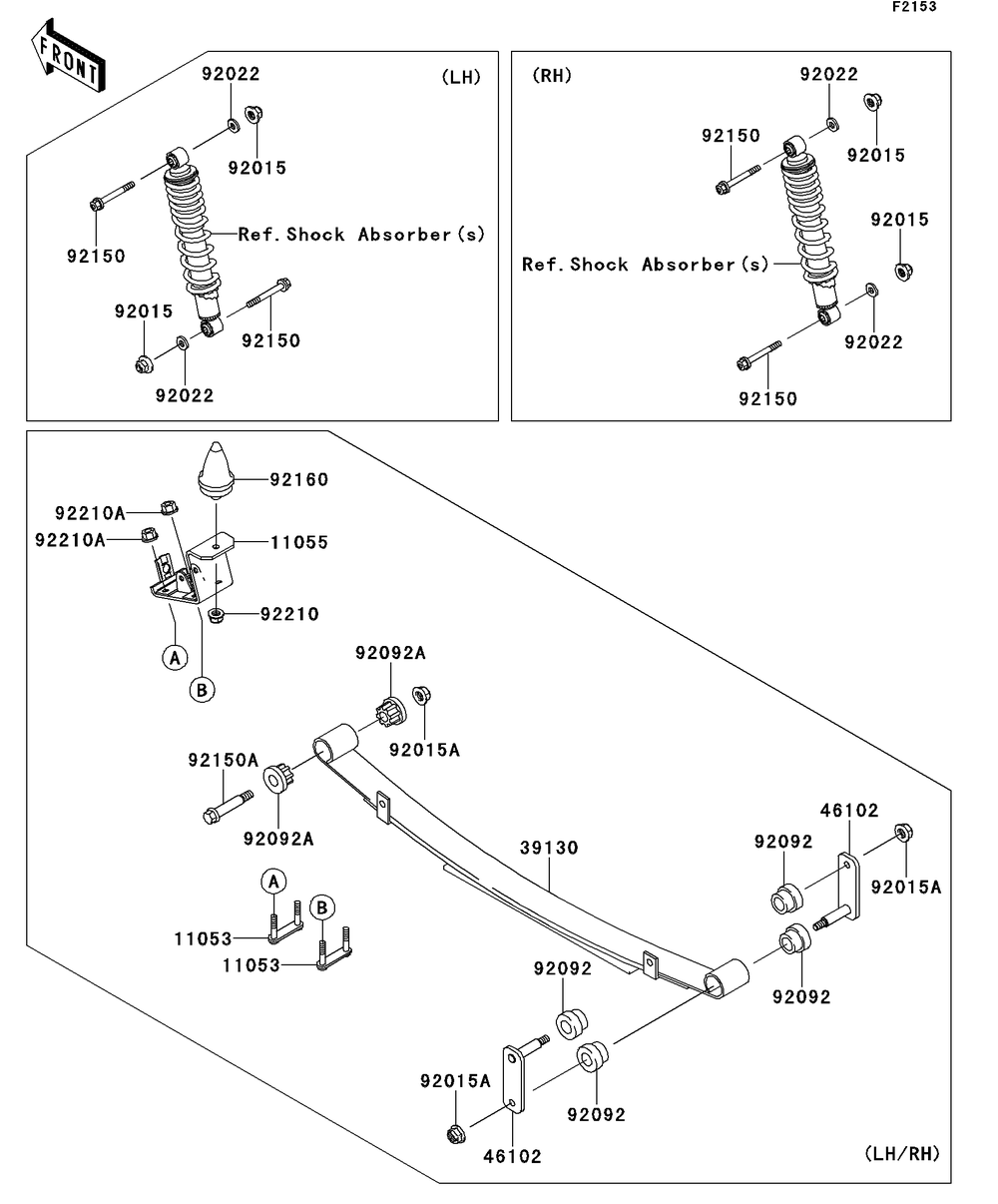 Rear Suspension Diagram and Parts List for KAF620SDF 2013 Kawasaki Lawn Tractor Accessories