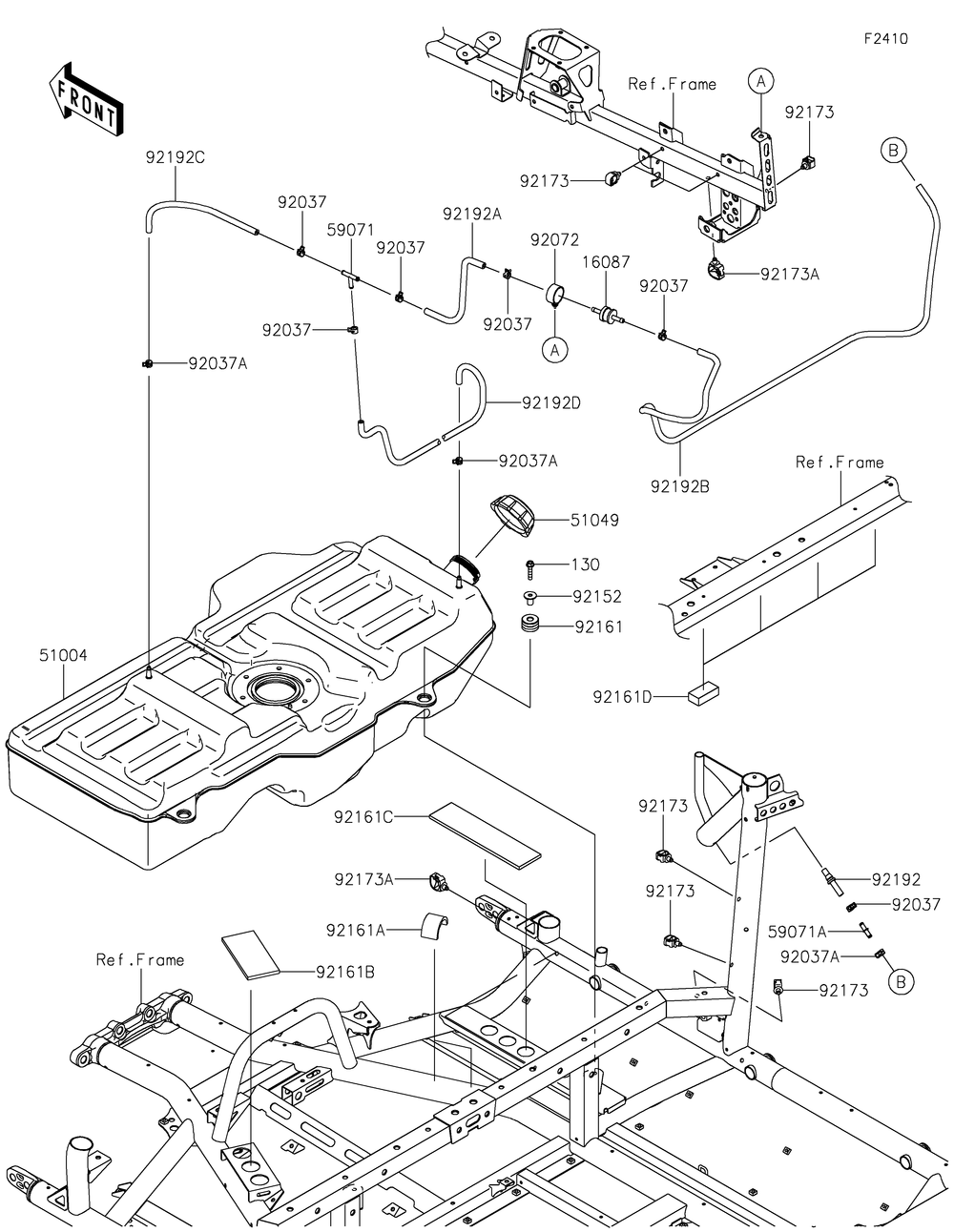 Fuel Tank 2 Diagram and Parts List for KRT1000BPFNL 2023 Kawasaki Lawn Tractor Accessories