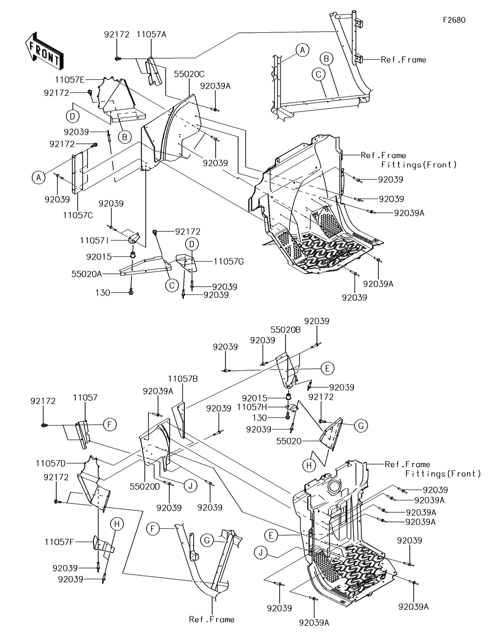 Guard Diagram and Parts List for KRF800GGF 2016 Kawasaki Lawn Tractor Accessories