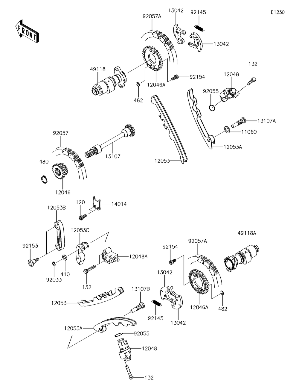 Camshaft Diagram and Parts List for KRF800GJF 2018 Kawasaki Lawn Tractor Accessories