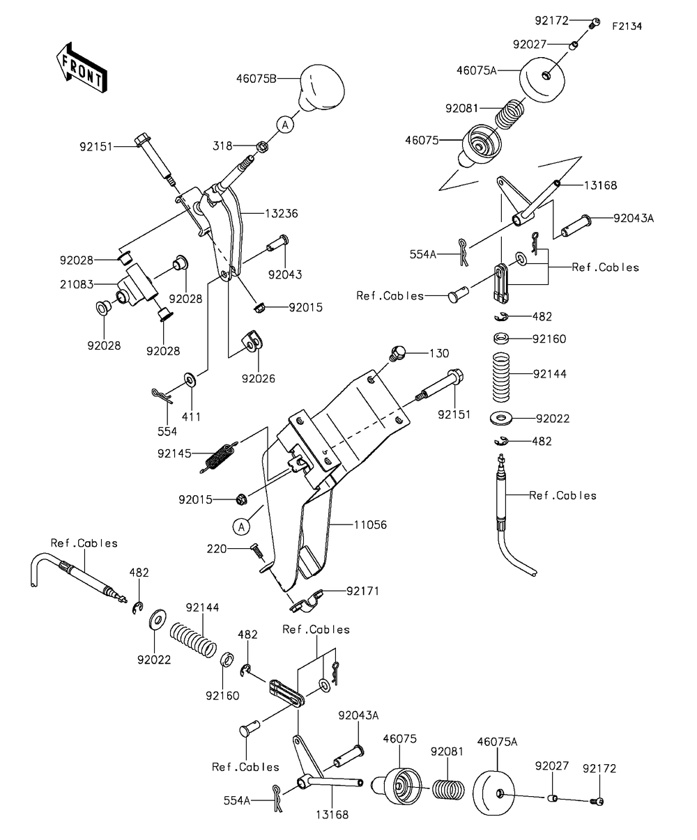 Shift Lever Diagram and Parts List for KAF400EGF 2016 Kawasaki Lawn Tractor Accessories
