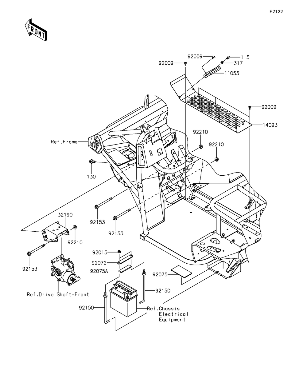 Engine Mount Diagram and Parts List for KAF400EGF 2016 Kawasaki Lawn Tractor Accessories