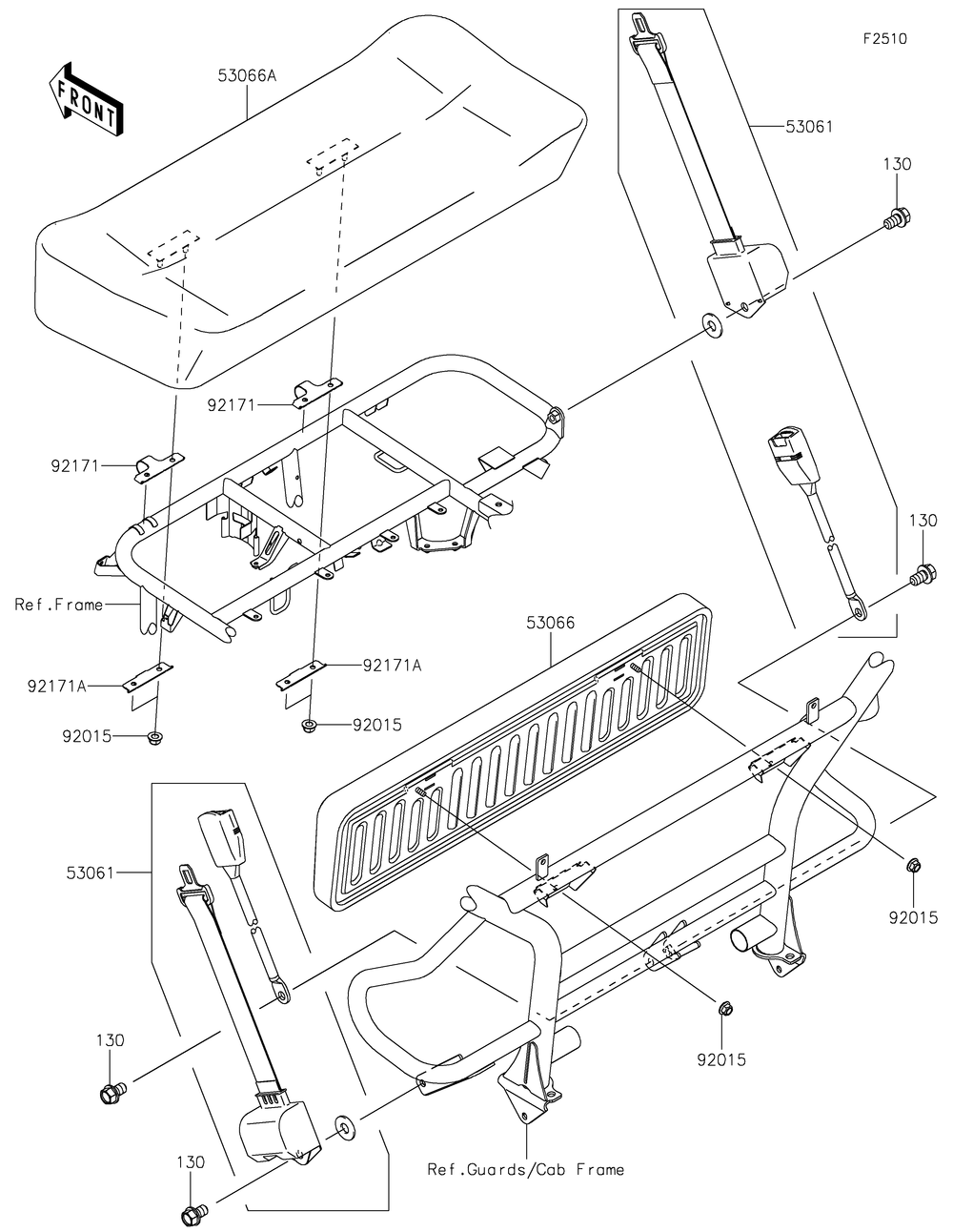 Seat Diagram and Parts List for KAF400TKS 2019 Kawasaki Lawn Tractor Accessories