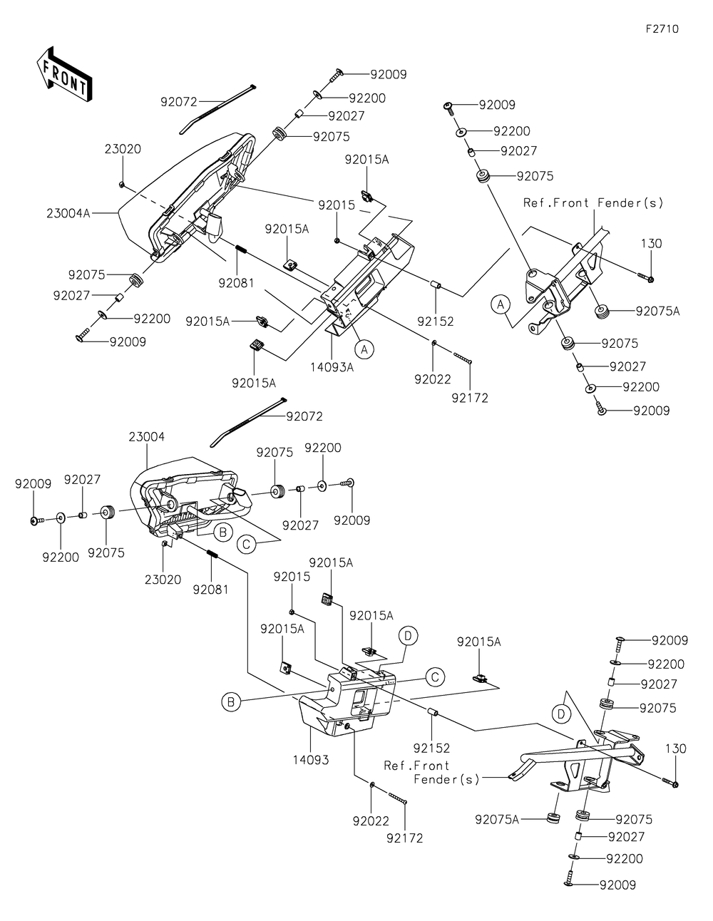 Headlight Diagram and Parts List for KRF1000ALF 2020 Kawasaki Lawn Tractor Accessories