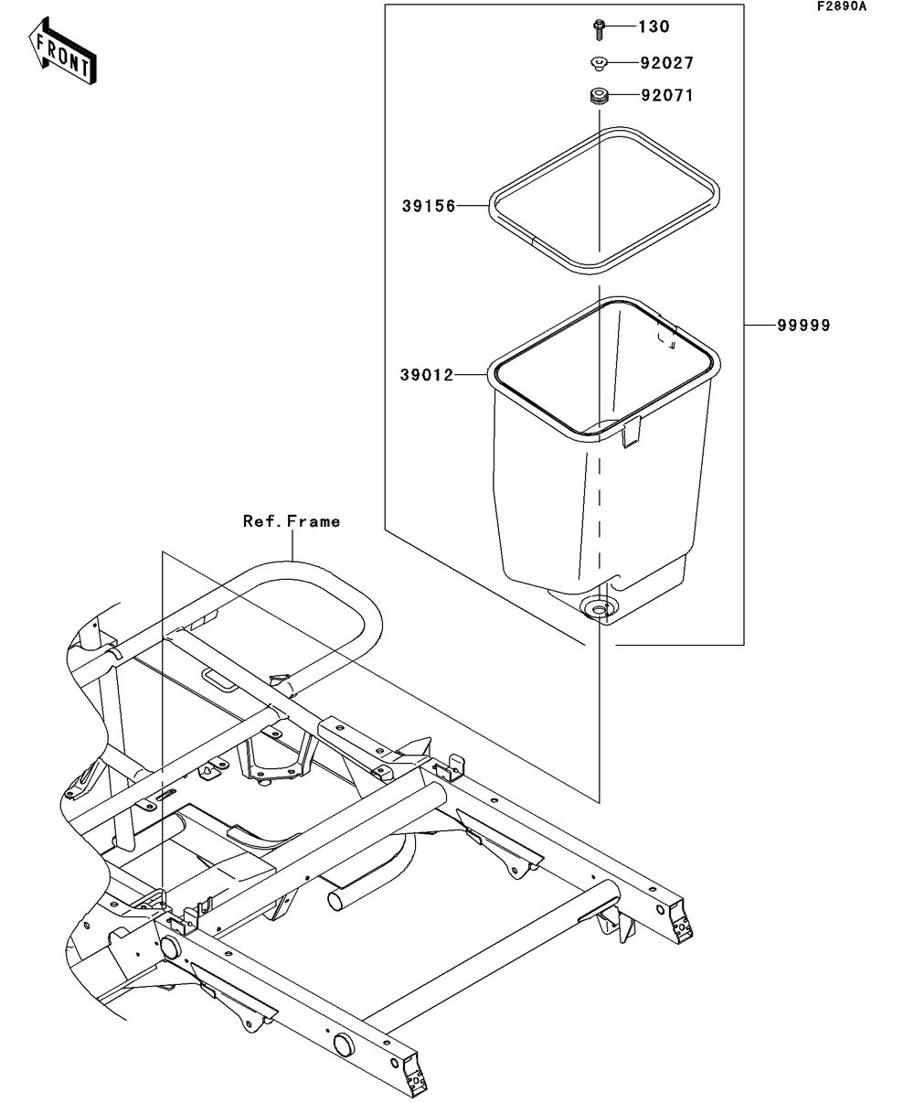 Optional Parts(Frame) Diagram and Parts List for KAF400BEF 2014 Kawasaki Lawn Tractor Accessories