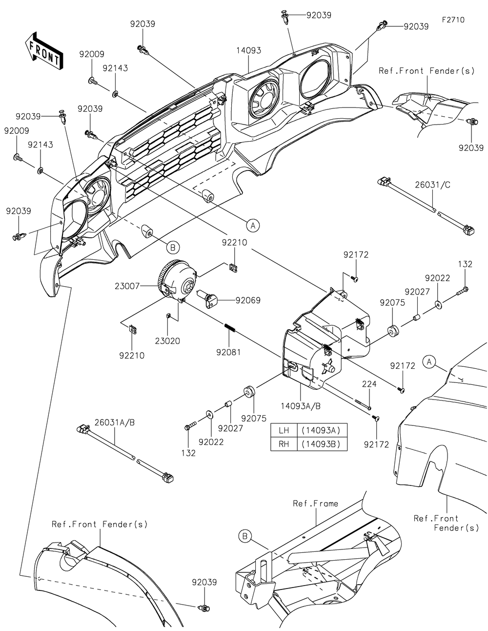Headlight Diagram and Parts List for KAF400HHF 2017 Kawasaki Lawn Tractor Accessories