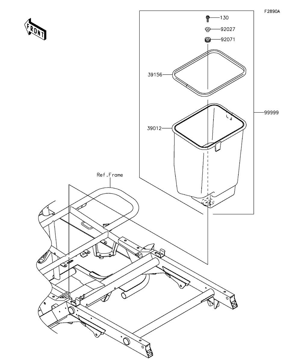 Optional Parts(Frame) Diagram and Parts List for KAF400FGF 2016 Kawasaki Lawn Tractor Accessories