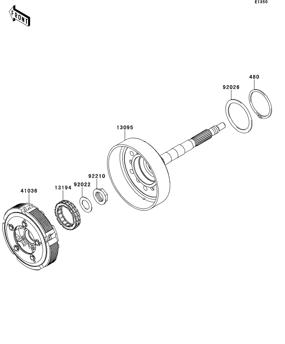 Clutch Diagram and Parts List for KRT750DCF 2012 Kawasaki Lawn Tractor Accessories