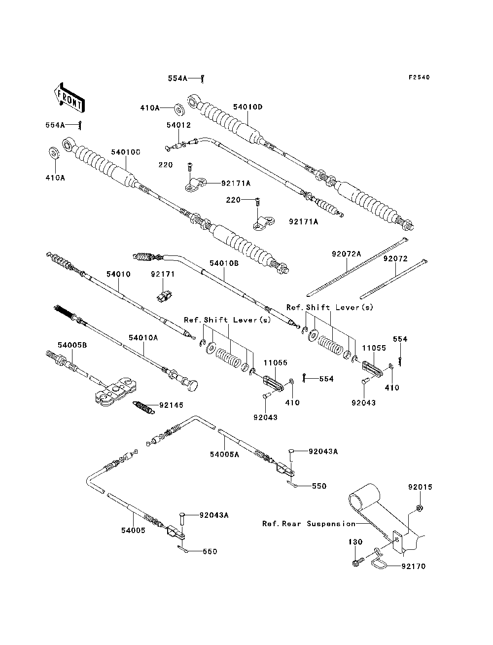 Cables Diagram and Parts List for KAF620MDF 2013 Kawasaki Lawn Tractor Accessories
