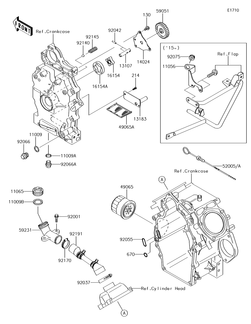 Oil Pump/Oil Filter Diagram and Parts List for KAF620MHF 2017 Kawasaki Lawn Tractor Accessories