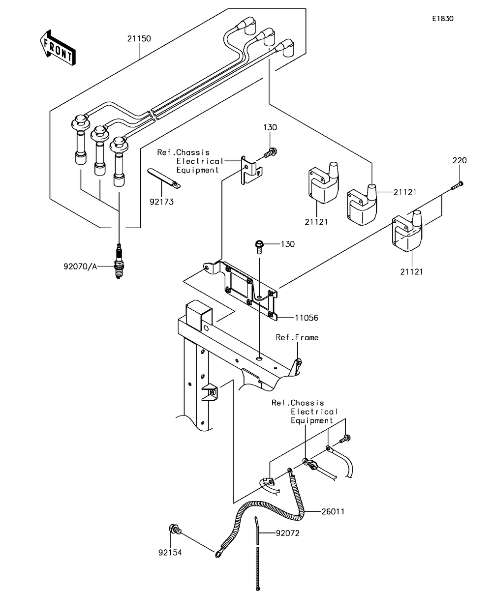 Ignition System Diagram and Parts List for KAF820CHF 2017 Kawasaki Lawn Tractor Accessories