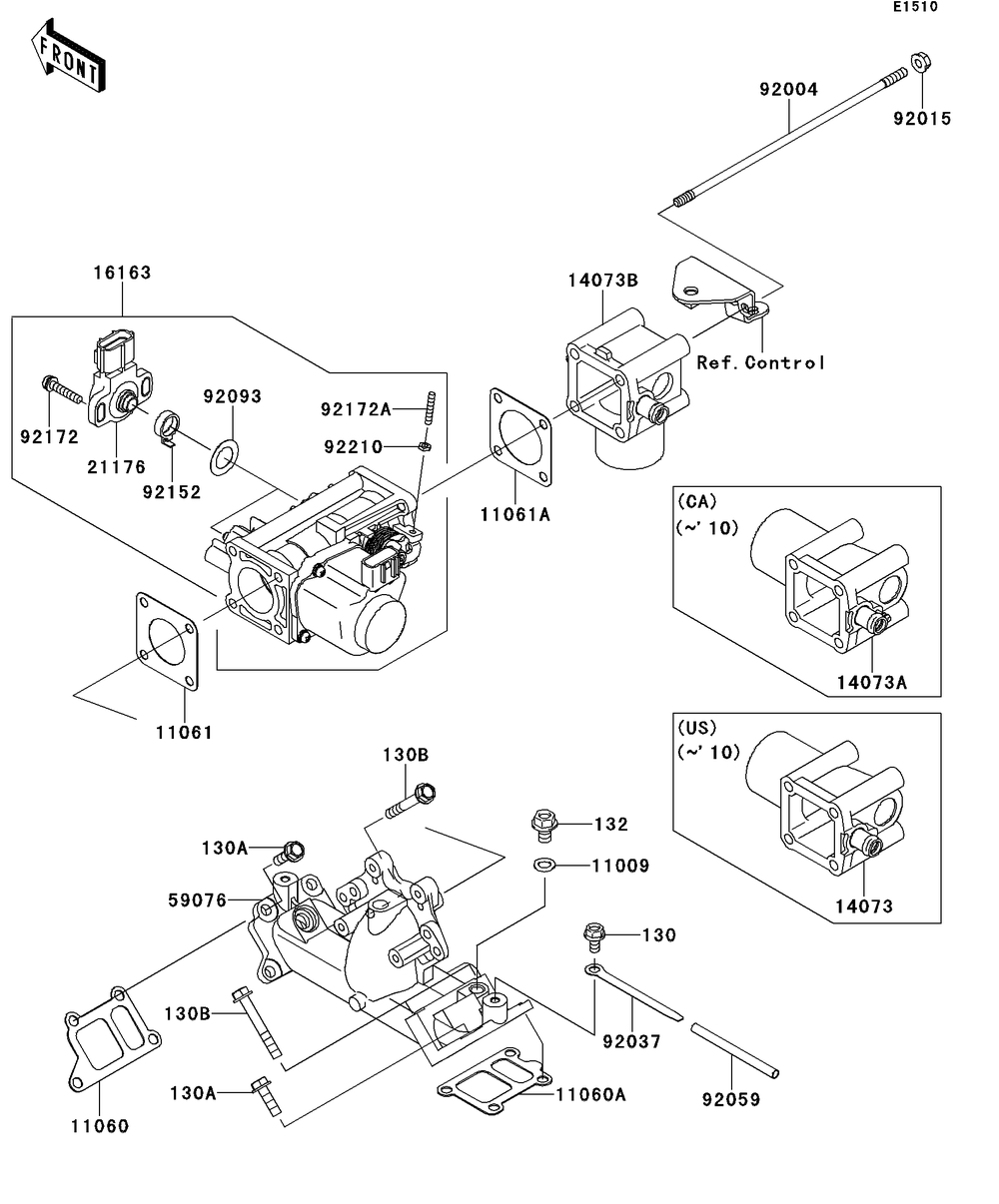 Throttle Diagram and Parts List for KAF620SDF 2013 Kawasaki Lawn Tractor Accessories