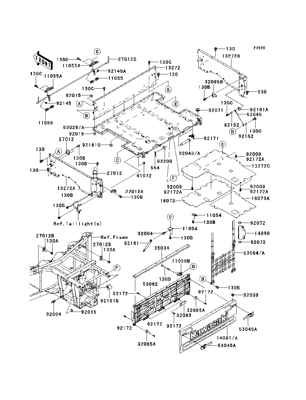 Carrier Diagram and Parts List for KRF750NCS 2012 Kawasaki Lawn Tractor Accessories