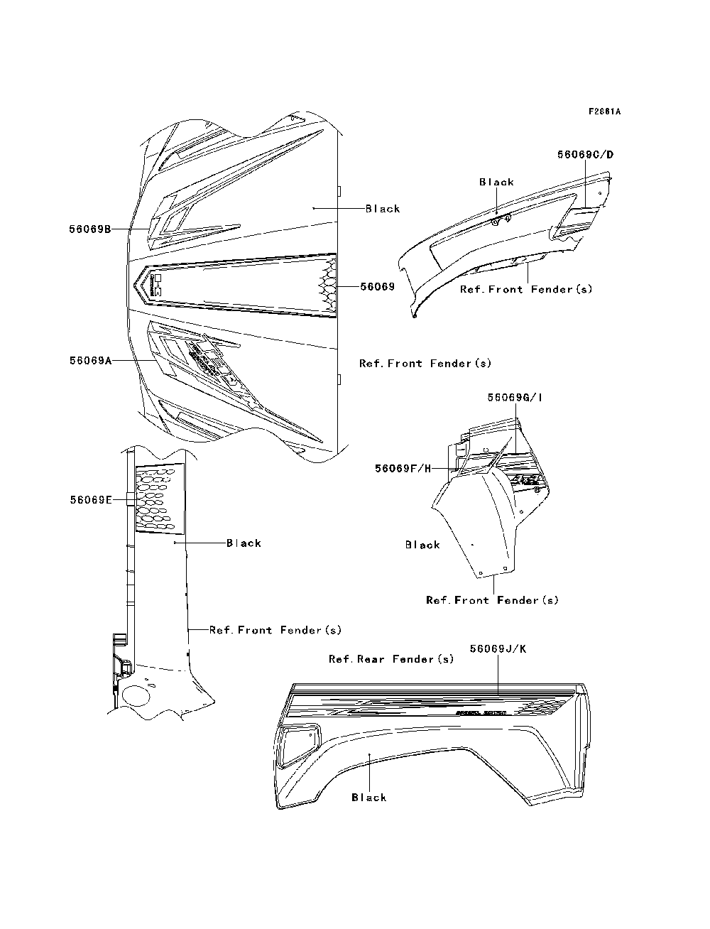 Decals(Black)(Scsa) Diagram and Parts List for KRF750SCSA 2012 Kawasaki Lawn Tractor Accessories