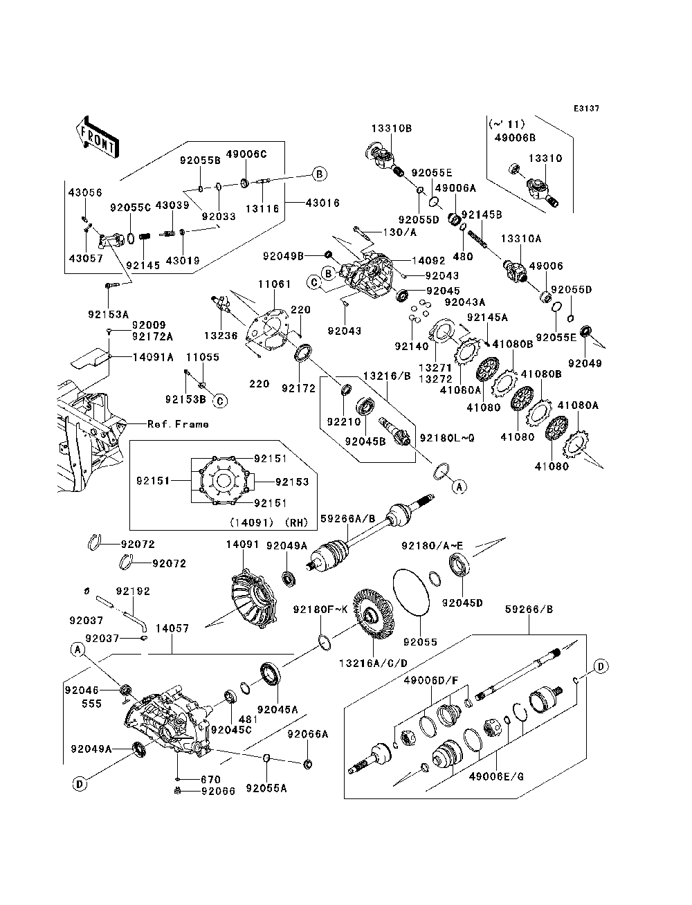 Drive Shaft-Rear Diagram and Parts List for KRF750PCS 2012 Kawasaki Lawn Tractor Accessories