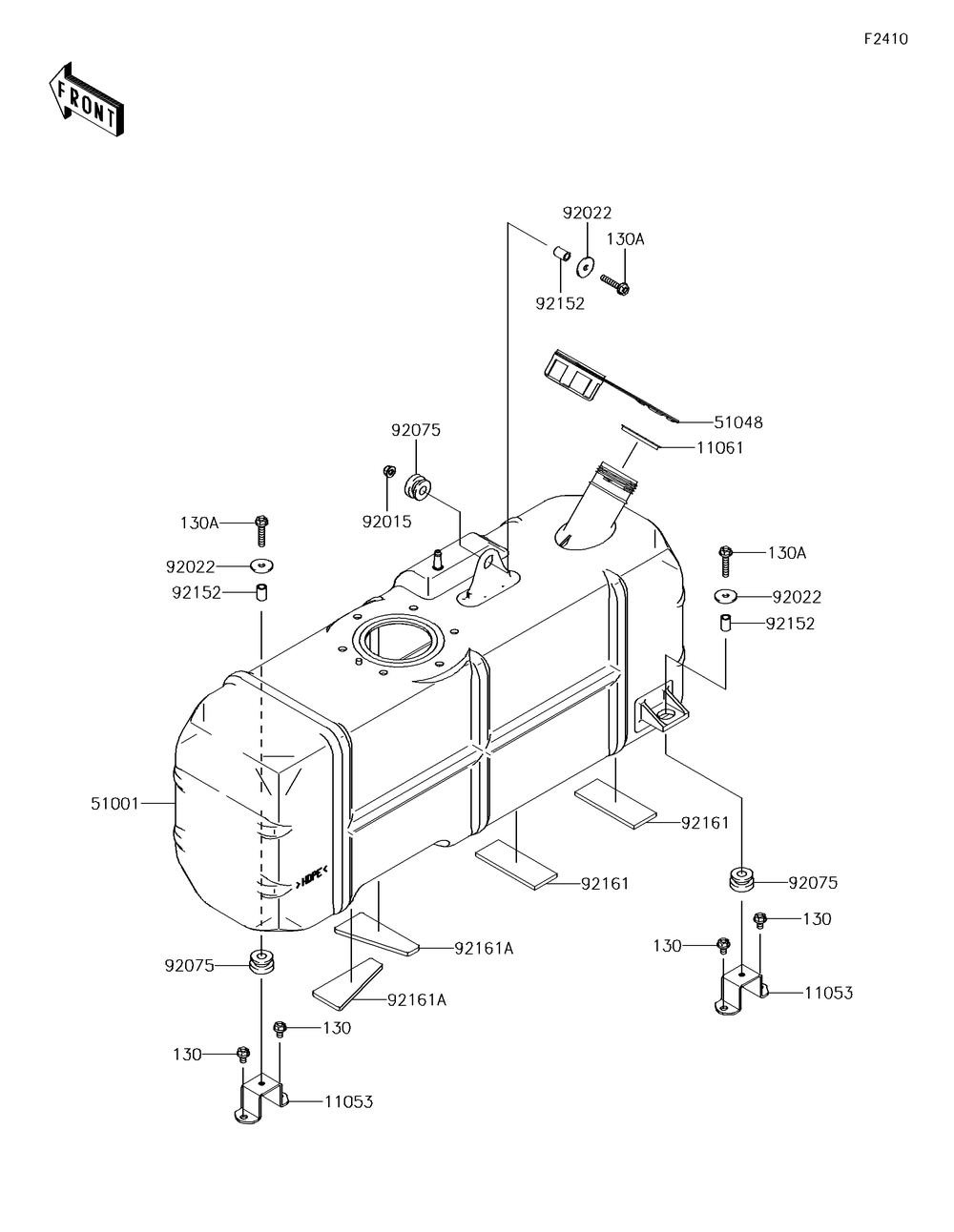 Fuel Tank Diagram and Parts List for KAF620PGF 2016 Kawasaki Lawn Tractor Accessories