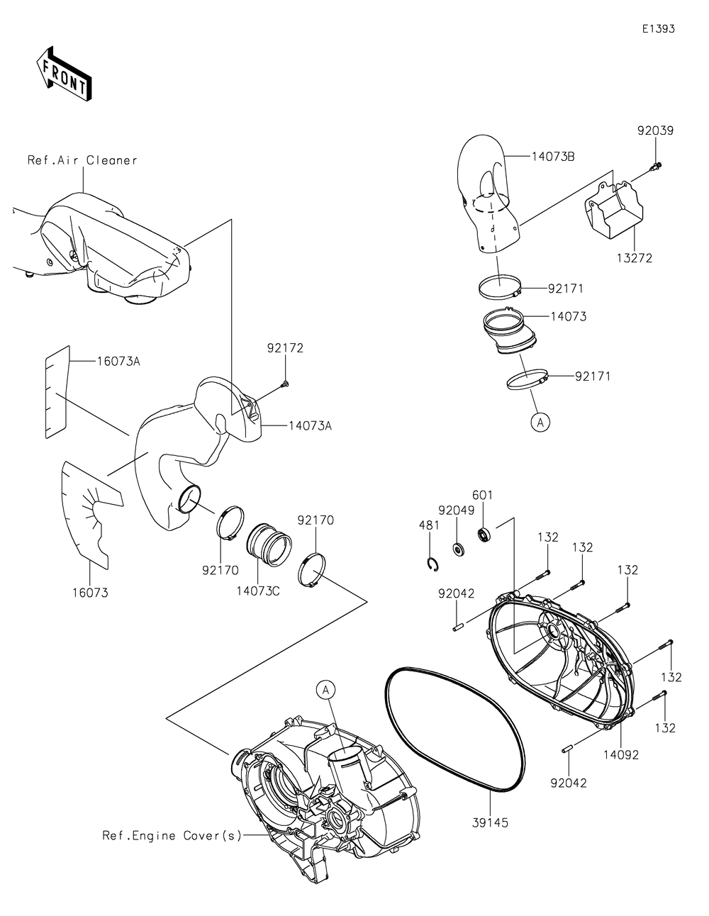 Converter Cover Diagram and Parts List for KRF800GKF 2019 Kawasaki Lawn Tractor Accessories