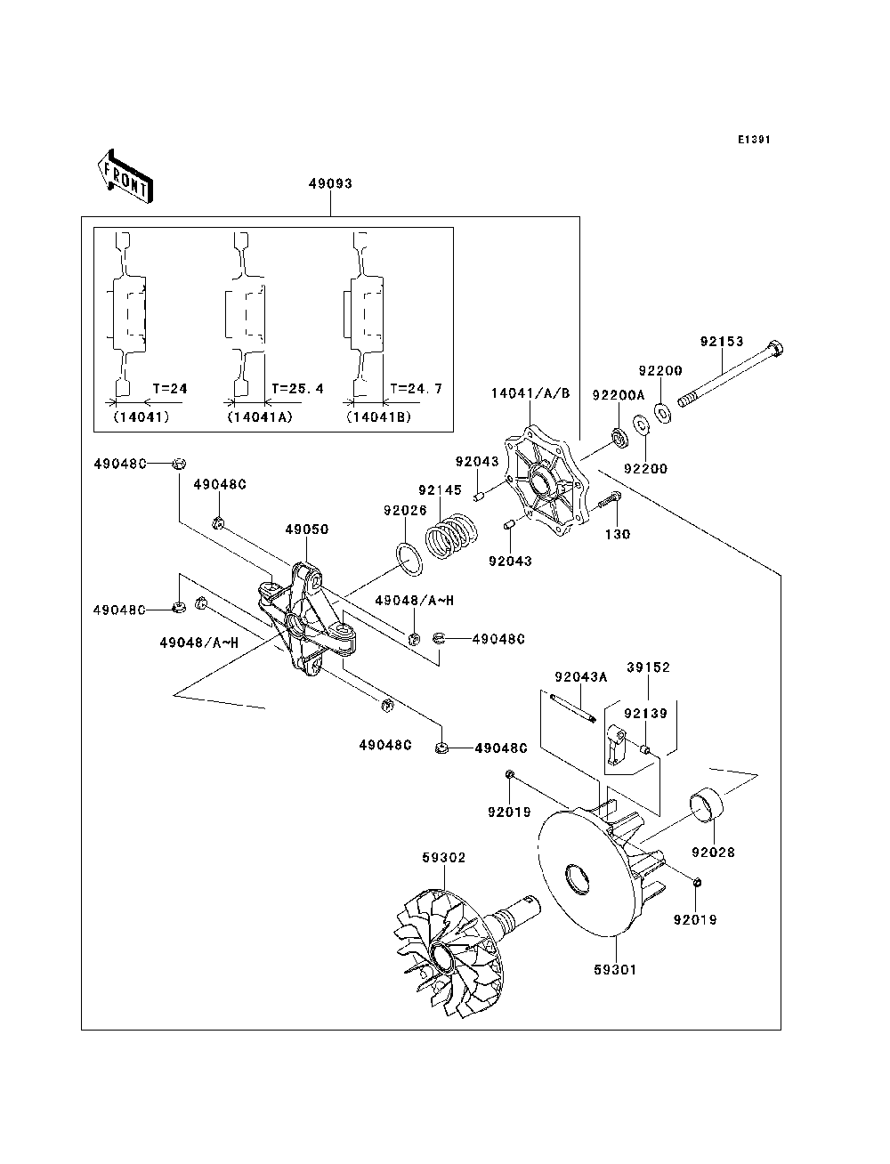 Drive Converter Diagram and Parts List for KRF750VBF 2011 Kawasaki Lawn Tractor Accessories