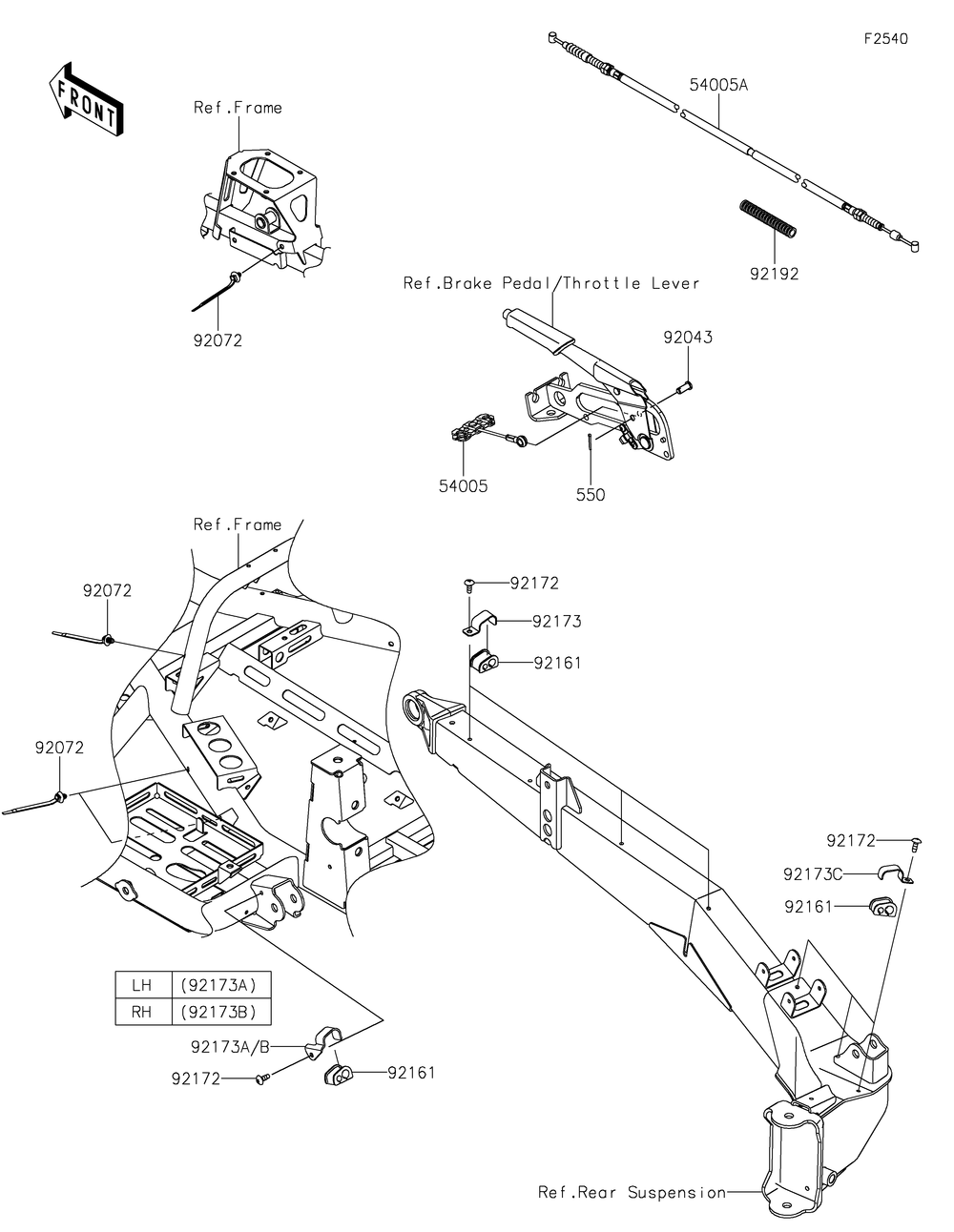 Cables Diagram and Parts List for KRF1000DPFNL 2023 Kawasaki Lawn Tractor Accessories