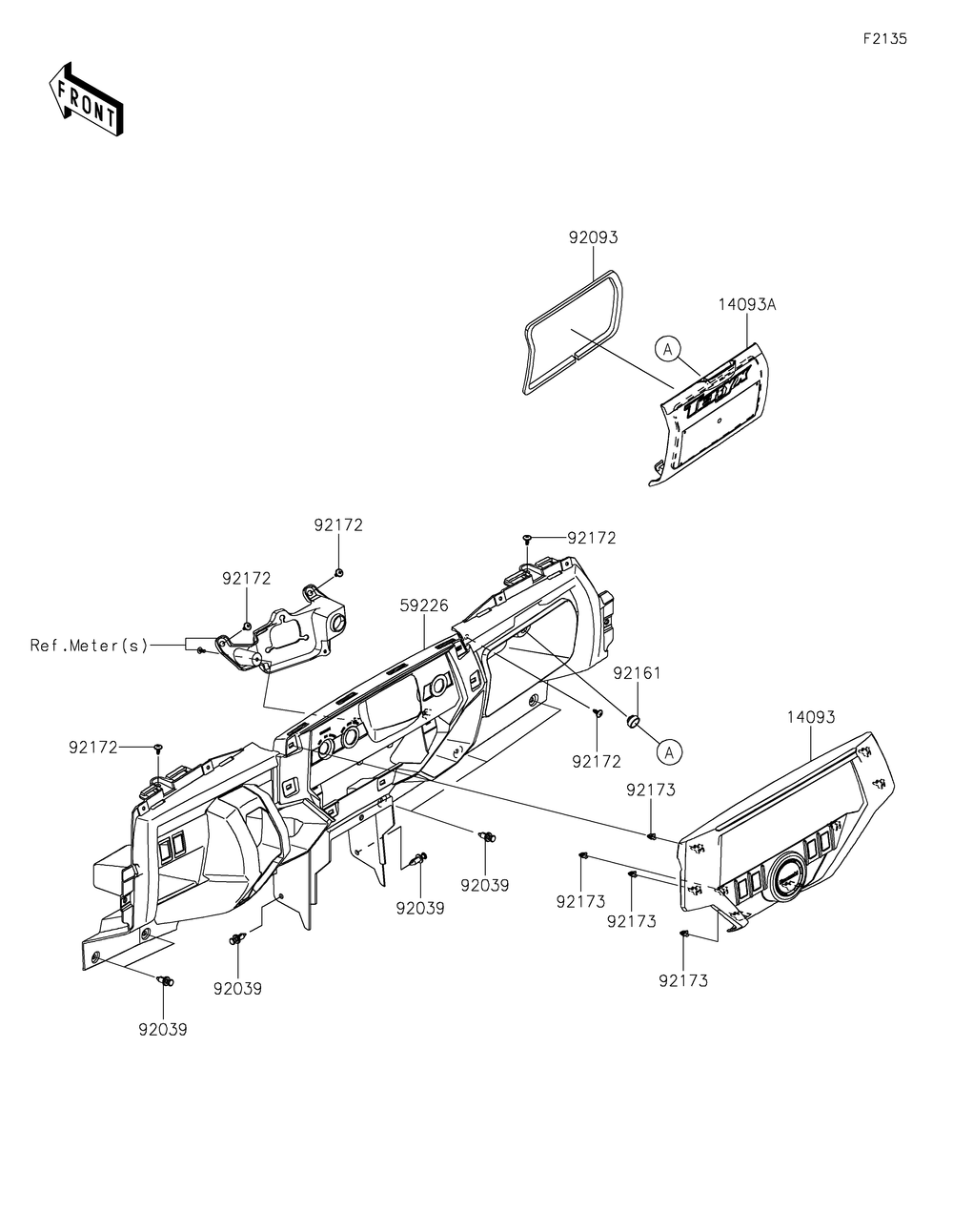 Front Box Diagram and Parts List for KRF800FNFNN 2022 Kawasaki Lawn Tractor Accessories