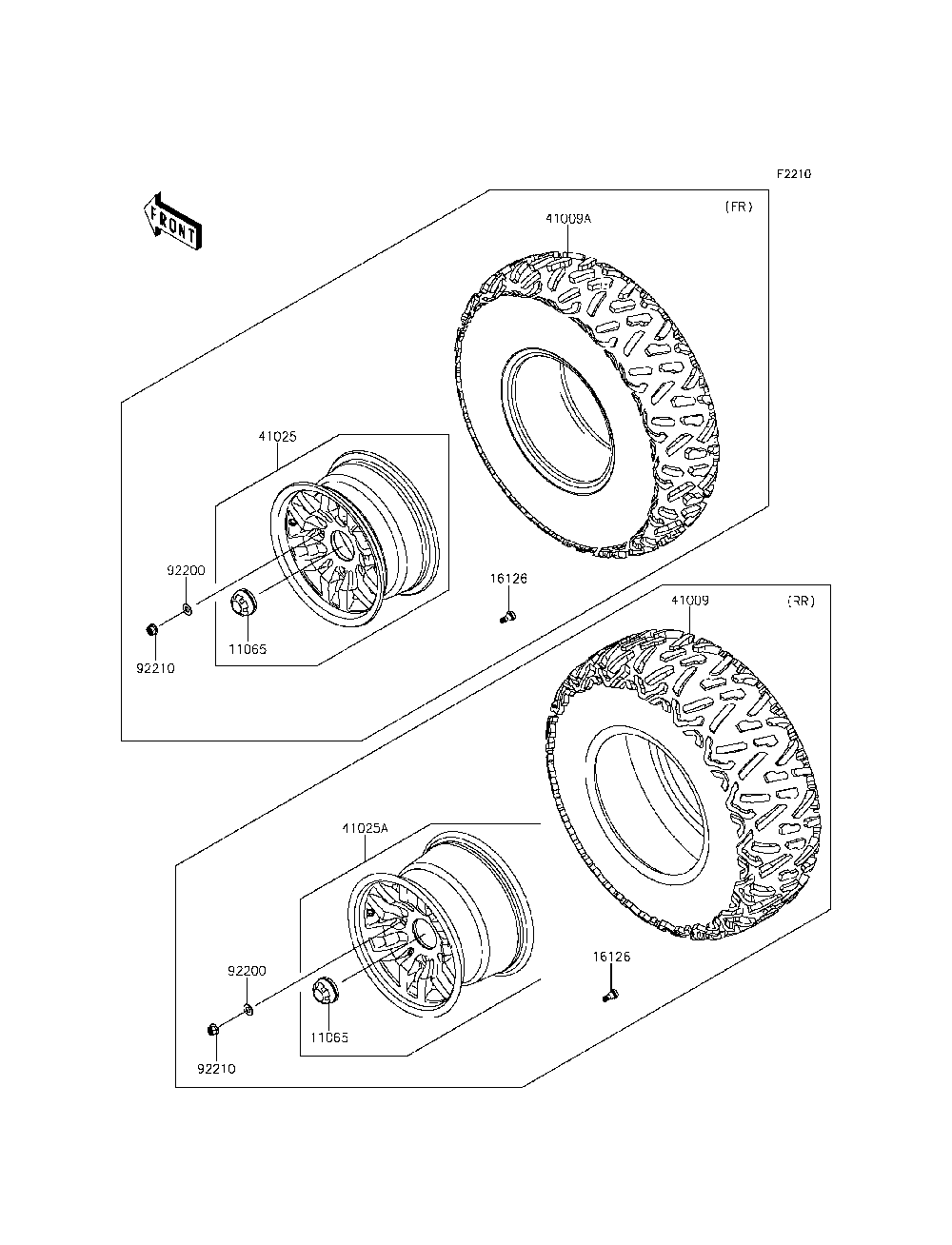 Wheels/Tires Diagram and Parts List for KRT800BFF 2015 Kawasaki Lawn Tractor Accessories