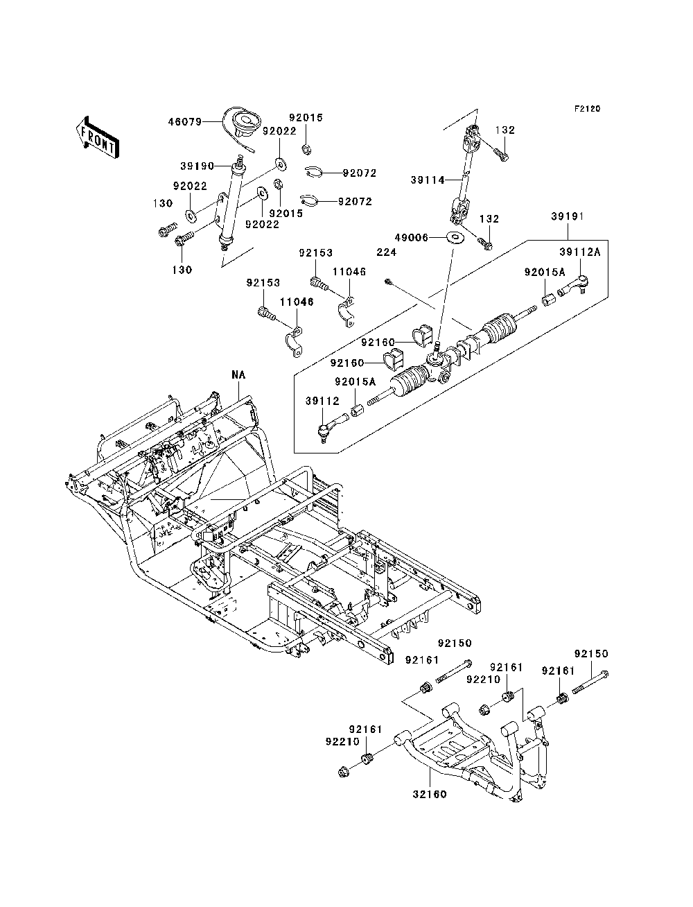 Frame Diagram and Parts List for KAF950C7F 2007 & Prior Kawasaki Lawn Tractor Accessories