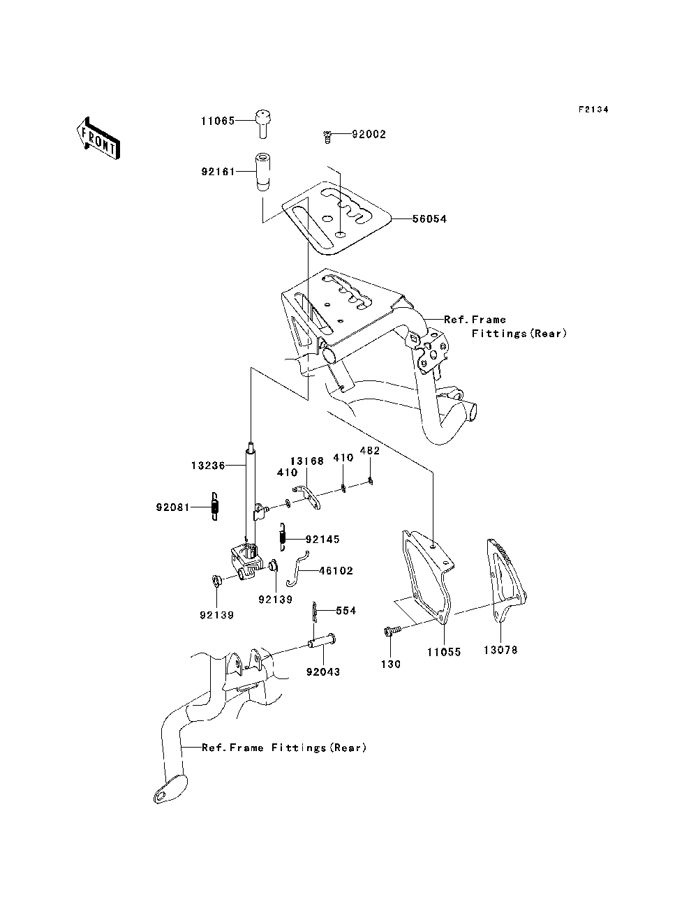 Shift Lever Diagram and Parts List for KRF750TAF 2010 Kawasaki Lawn Tractor Accessories